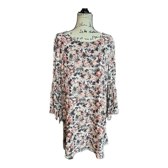 Bobeau Jude Plus Size Printed Flare Sleeve Dress Multi Color Floral Size 1X NWT - Picture 4 of 11